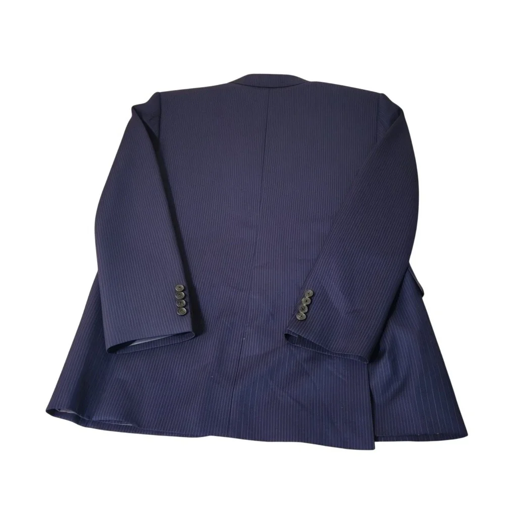 Saks Fifth Avenue Ermenegildo Zegna Blazer Mens Blue Pinstripe‎ Silk Wool Jacket